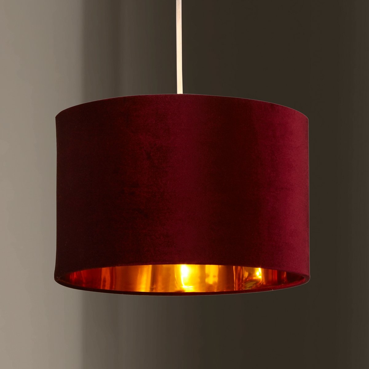 Luxury Pendant Shades – Choice Of Velvet Or Cotton Red Velvet & Gold – By CGC Interiors