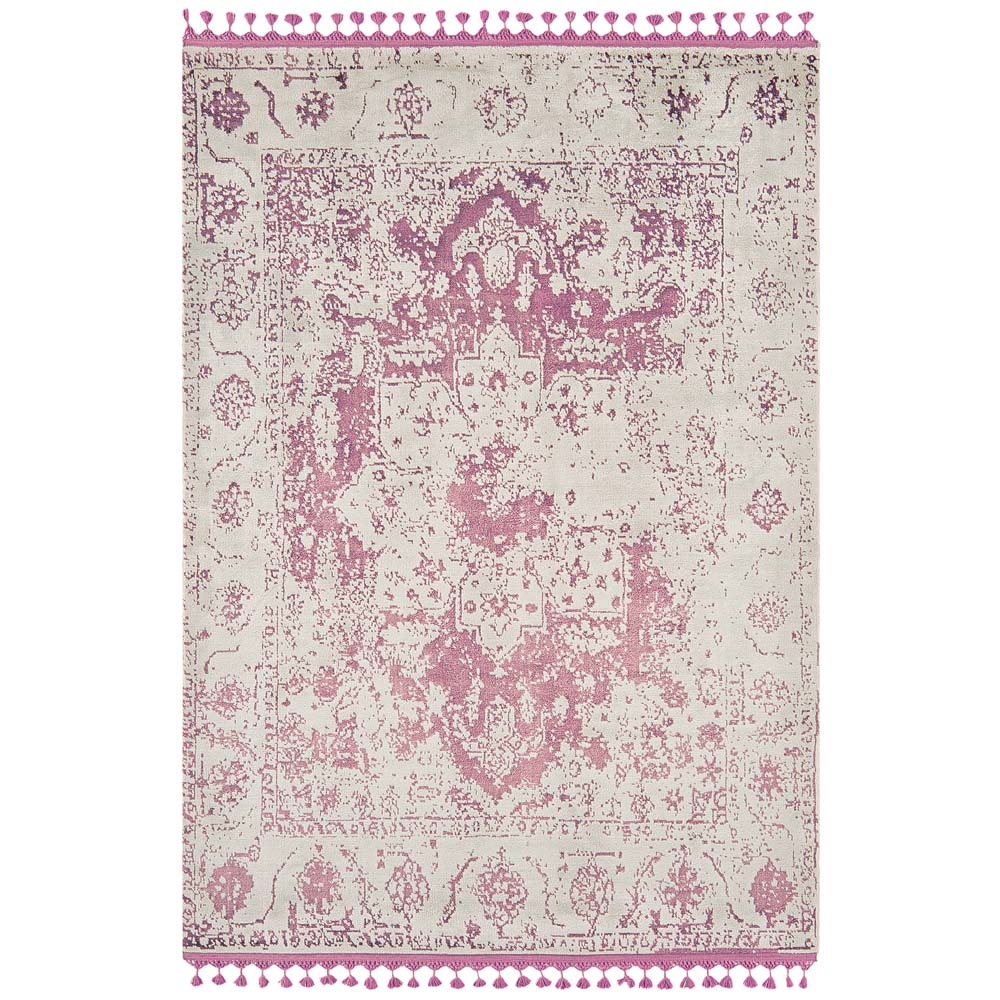 Katherine Carnaby – Vintage Rug – Pink – 133 x 190 – Grey / Pink – 60% Viscose / 40% Rayon – 133cm
