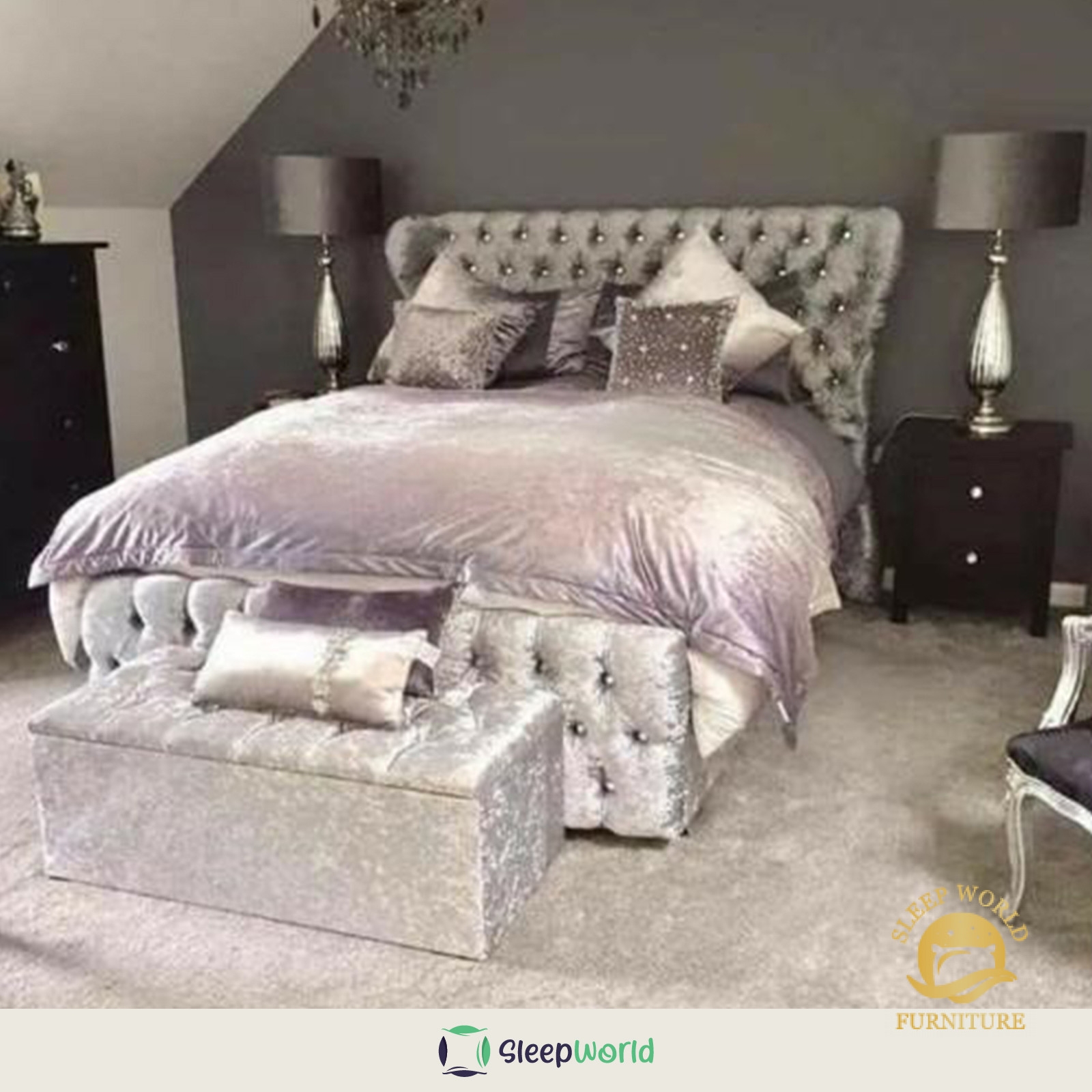 Kendal Bed – King – 5FT – Gas Lift Ottoman Base – Optional Mattress – Upholstered – Sleep World Furniture