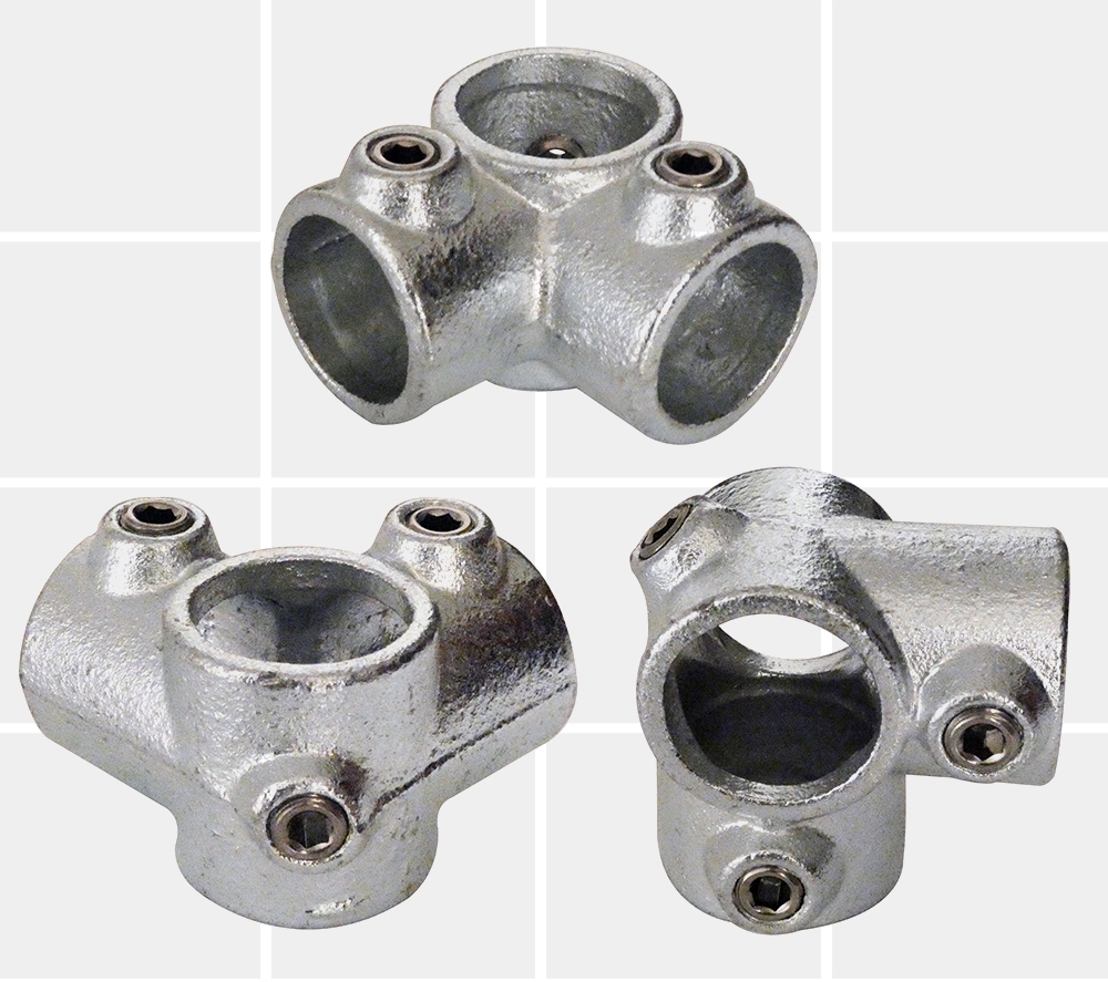 Galvanised Tube Fittings – 27mm OD Tube A27 – 116 Corner Through – KIM39998 – K I Metals