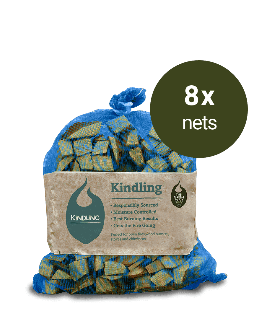 Kindling Wood Sticks – 8 nets – Firestarting – Green Olive Firewood