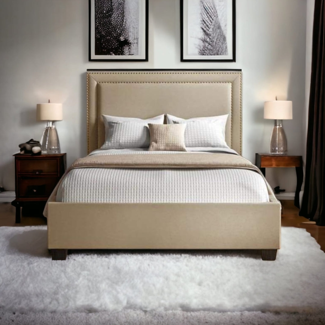Upholstered Nailhead Bed Frame 5ft King Size – Comfort Quality Furniture