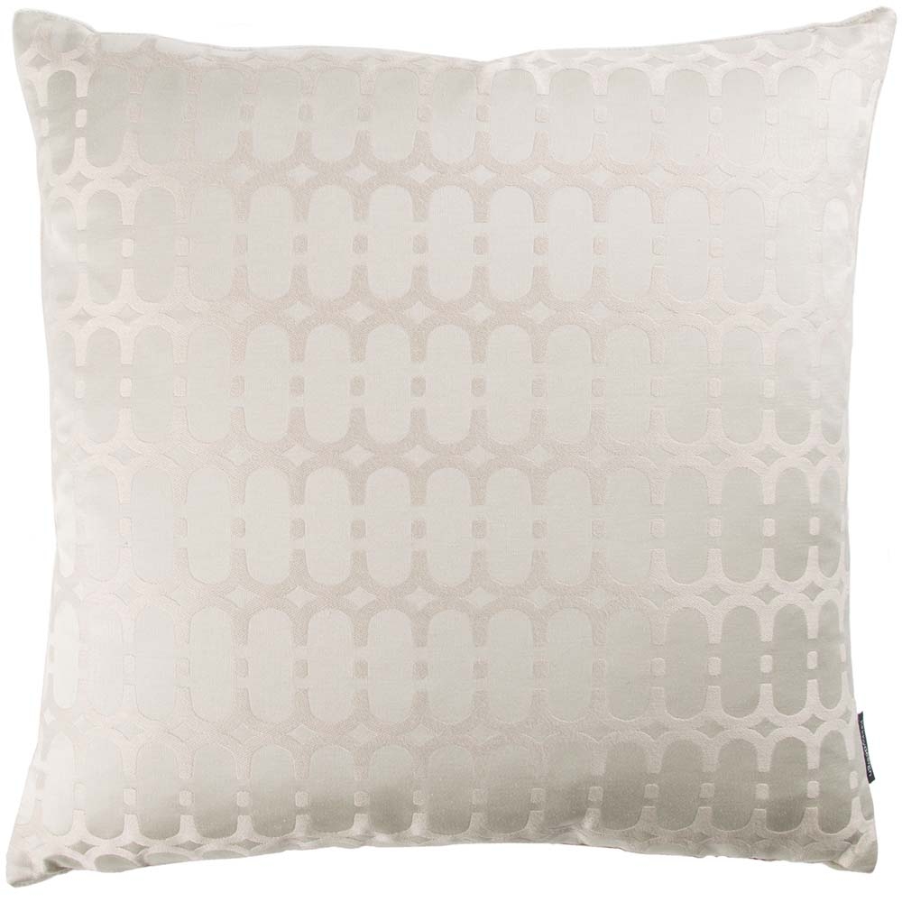 Kirkby Design – Loopy Link Cushion – Biscuit – Silver – 42% Viscose / 34% Cotton / 16% Nylon – 50cm x 50cm