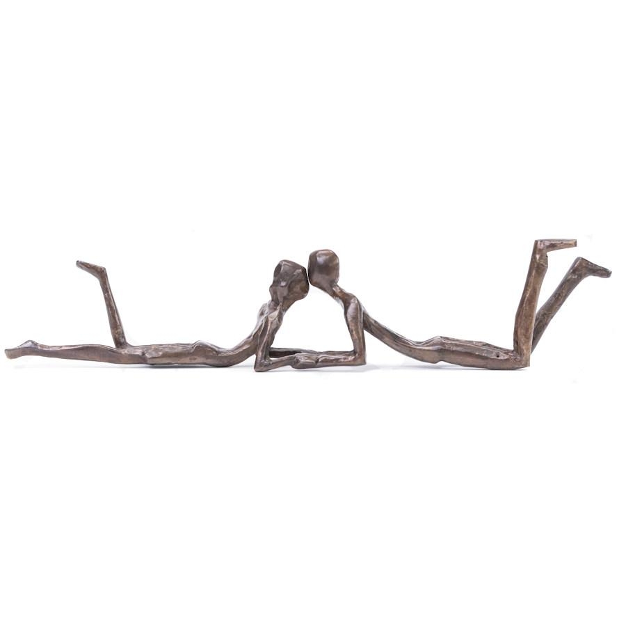 Solid Bronze Sculpture – Kissing Couple – 6cm x 29cm x 4cm