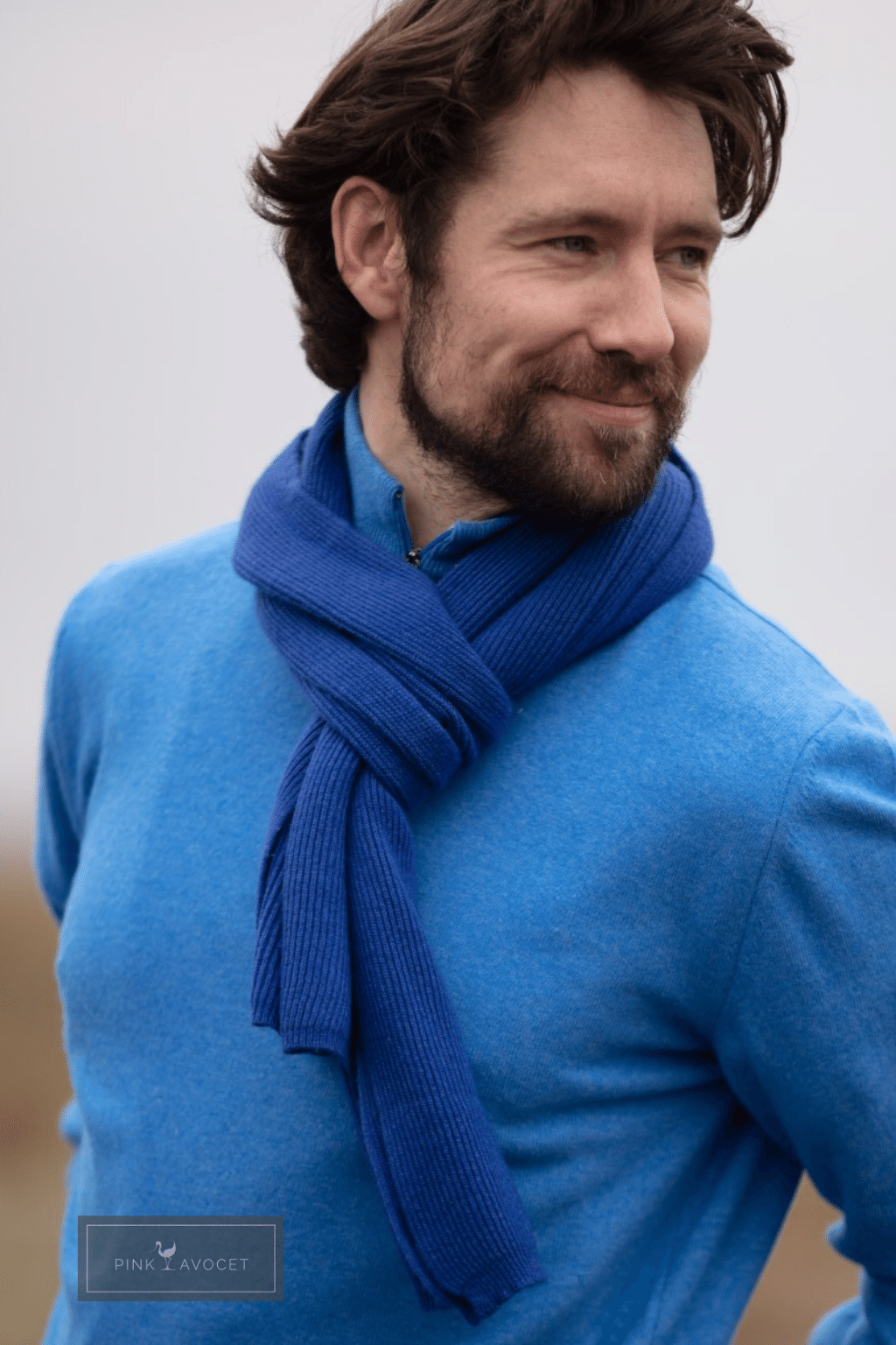 Cashmere Ribbed Scarf Royal Blue / One Size by Pink Avocet