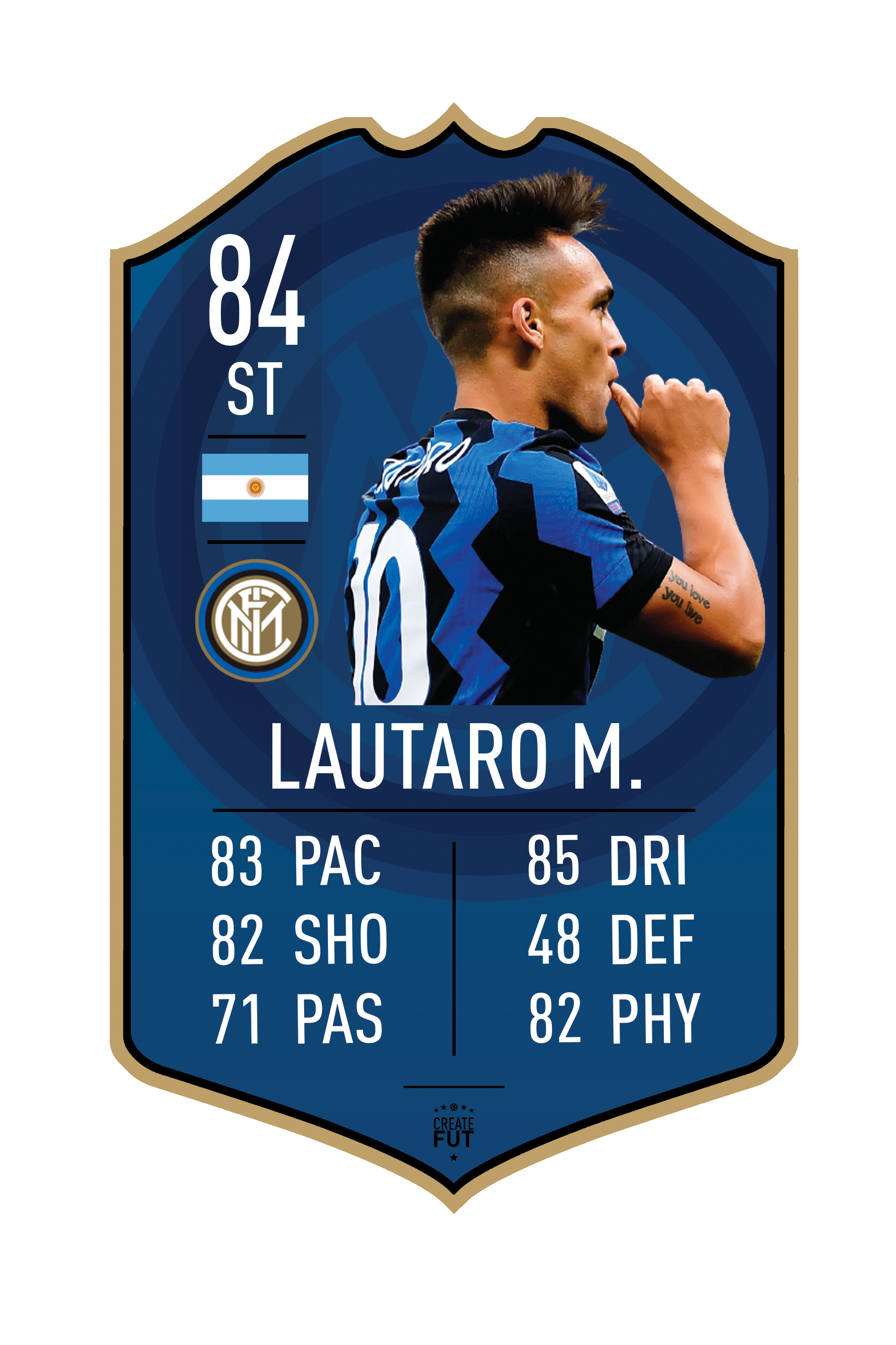 Lautaro Martinez Inter pre-made card – A4 | (21cm x 29.7cm) – Fifa Ultimate Team Card – Create FUT