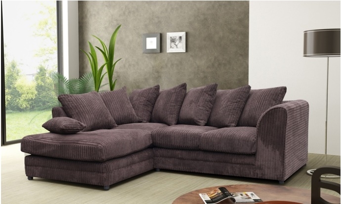 Oxford Chocolate Cord Fabric Corner Sofa – Left Hand Facing – The Online Sofa Shop