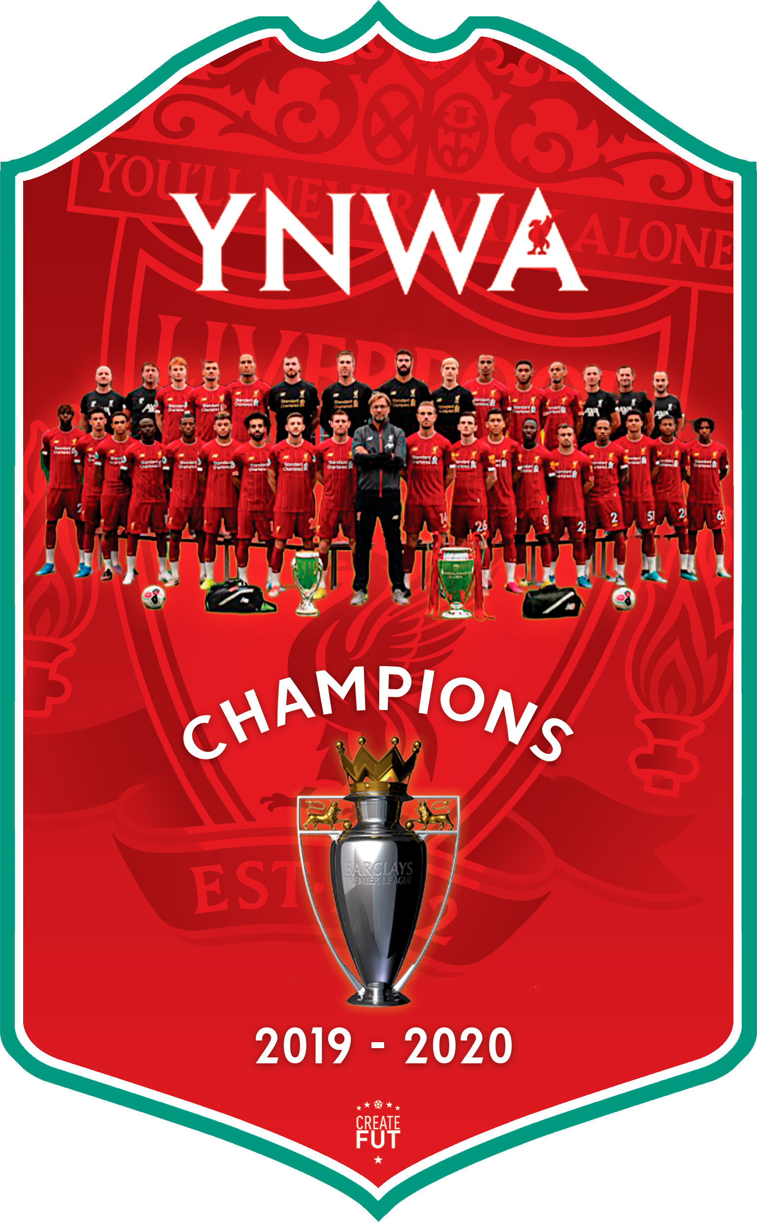 Liverpool Premier League Champions Card 19/20 – A3 | (29.7cm x 42cm) – Create FUT
