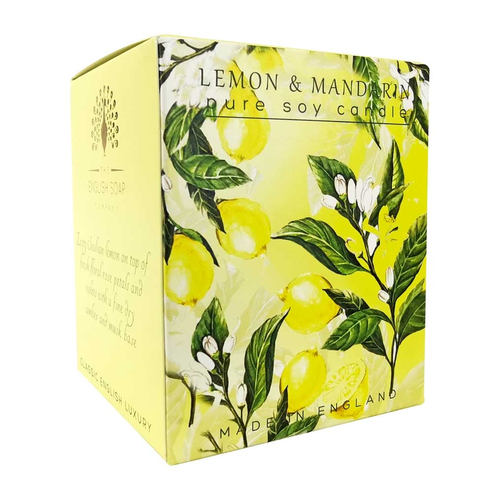 Lemon & Mandarin Candle – 170ml – Aromatic – Pure Soy Wax Candles – The English Soap Company