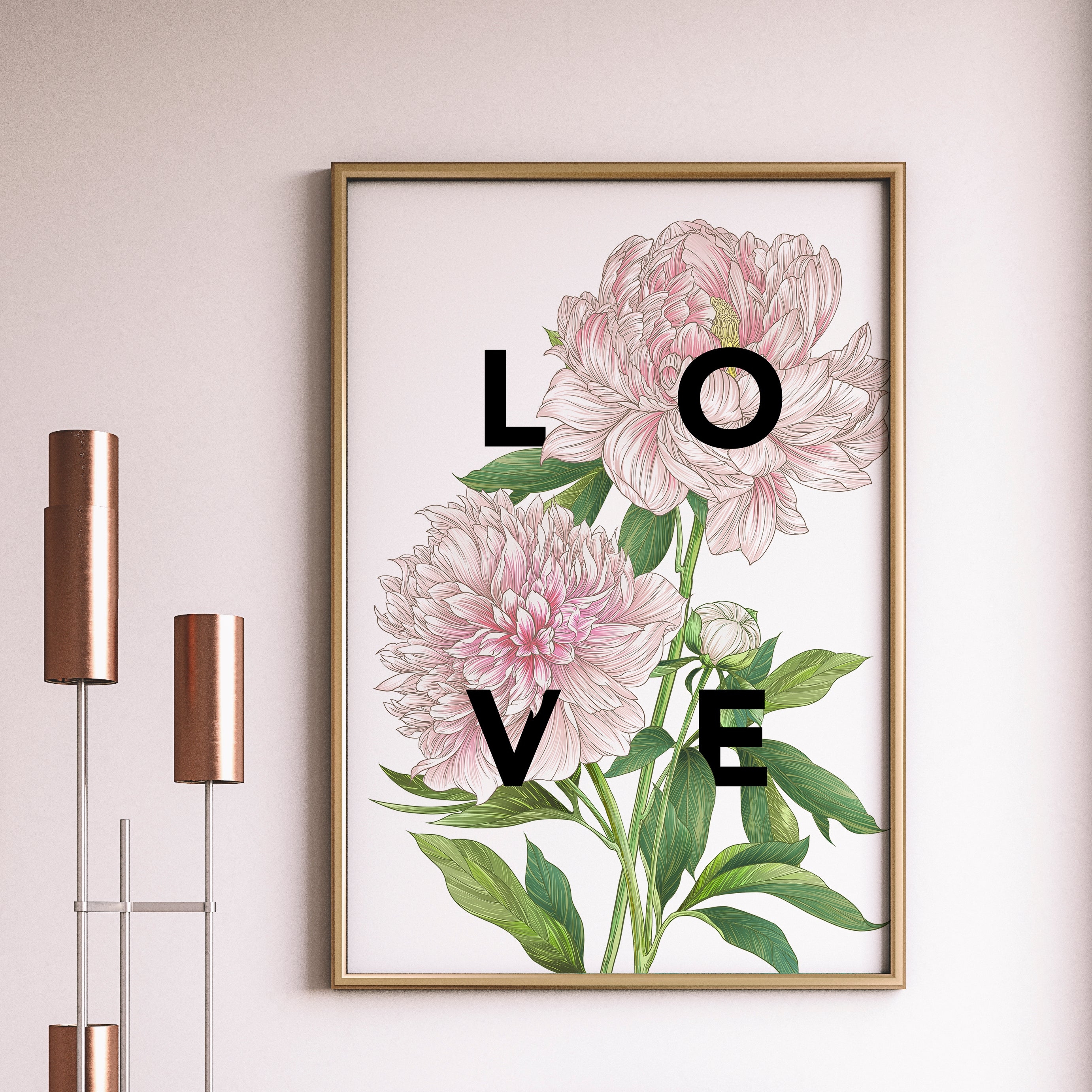 Love / Or Personalised Peony Floral Print | The Design Yard