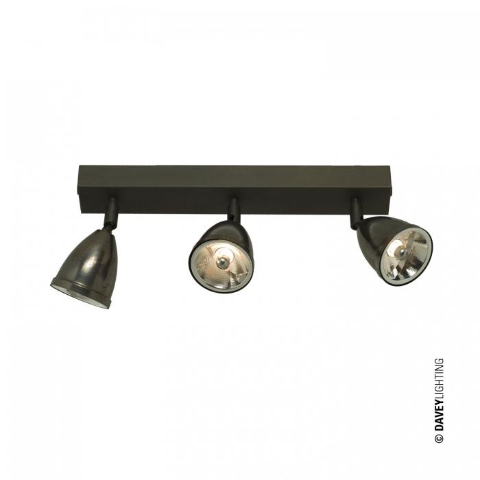 Davey Lighting – Triple Spotlight – Weathered Brass – 24 Degree Beam 20 Watt 50 X 370 X 165 X 75 mm