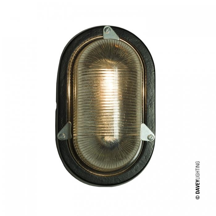 Davey Lighting – Oval Aluminium Bulkhead –  – Black – Prismatic Glass – G24 95 X 150 X 245 mm