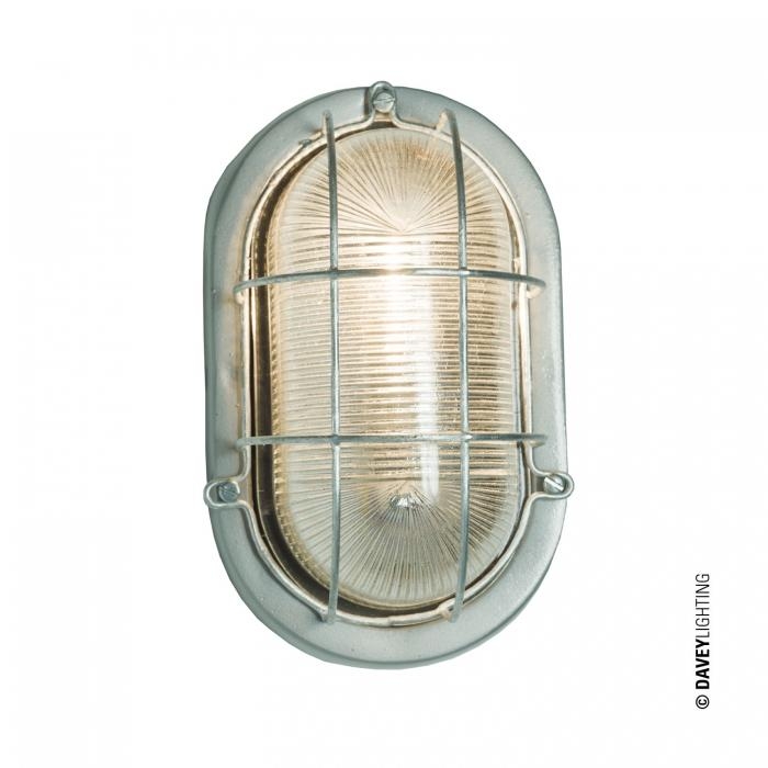 Davey Lighting – 7003 Oval Aluminium Bulkhead – Silver – Prismatic Glass – E27 110 X 150 X 245 mm