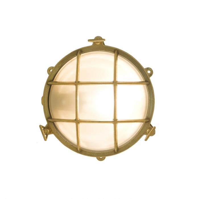Davey Lighting – 7029 Brass Bulkhead – With External Fixing – Polished Brass – Frosted Glass 100 X 215 X 240 mm