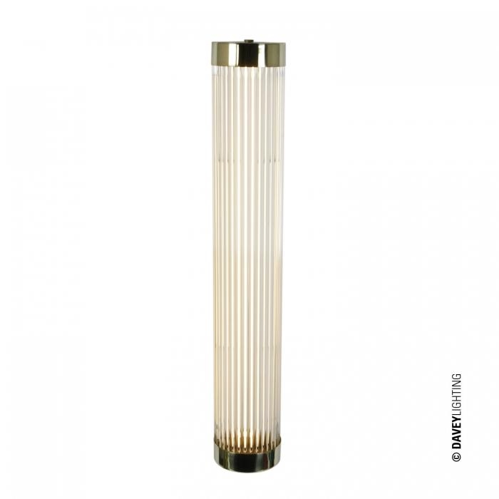 Davey Lighting – Pillar Led Wall Light 60/10Cm – Polished Brass- H60Cm X W10Cm – Clear Glass Rods – Led 90 X 100 X 600 mm