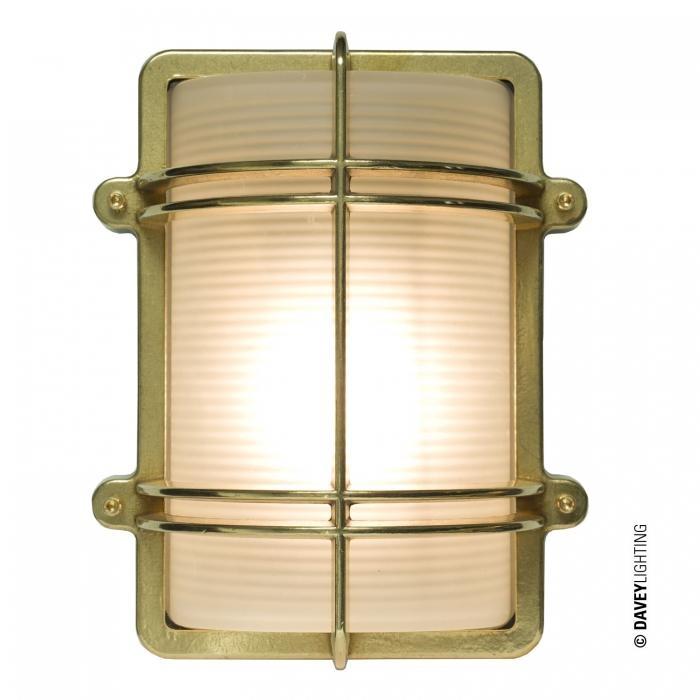 Davey Lighting – Rectangular Bulkhead Fitting Finish – Brass – Frosted Prismatic Glass 137 X 210 X 260 mm