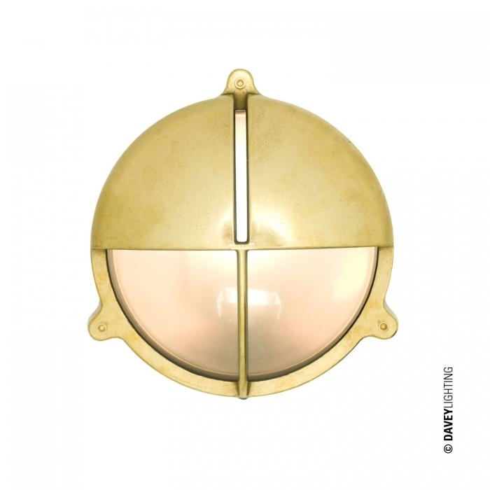 Davey Lighting – Brass Bulkhead – With Eyelid Shield – Brass – Frosted Glass 100 X 200 X 200 mm