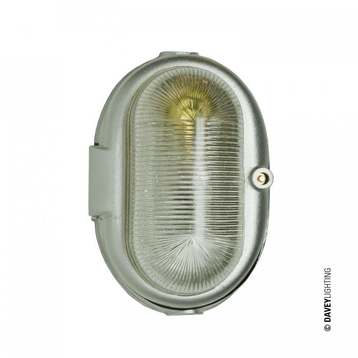Davey Lighting – Oval Aluminium Bulkhead Fitting – Grey – Frosted Glass – G24 120 X 165 X 240 mm