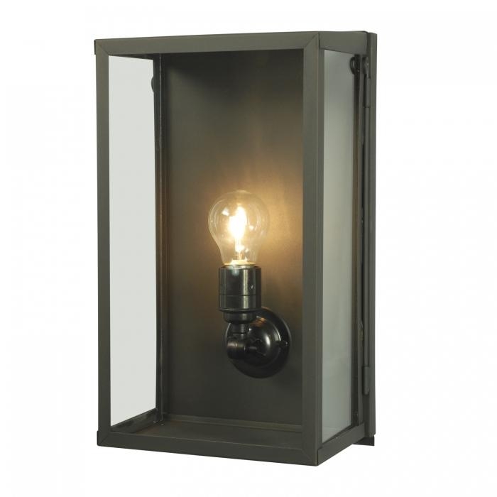 Davey Lighting – Box Wall Light – Weathered Brass – Clear Glass 135 X 210 X 360 mm