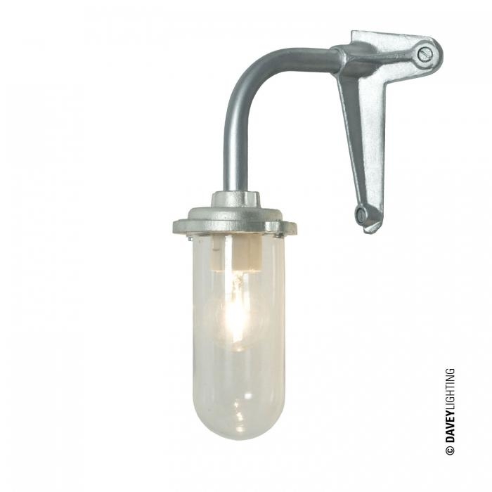 Davey Lighting – Bracket Light 60W – With Corner Fork Bracket – Galvanised Silver – Clear Glass 190 X  X 360 mm