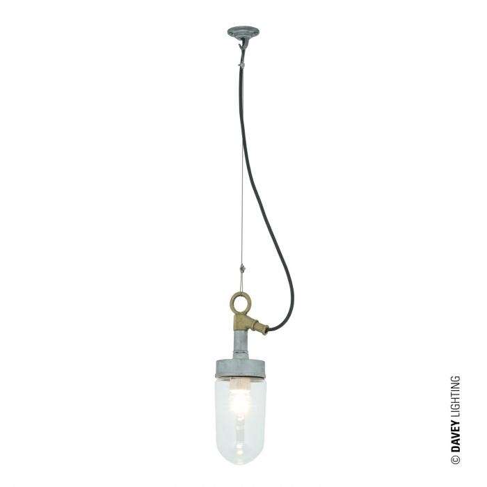 Davey Lighting – Ip Rated Well Glass Pendant – Galvanised Silver – Clear Glass 400 X 400 X 330 mm