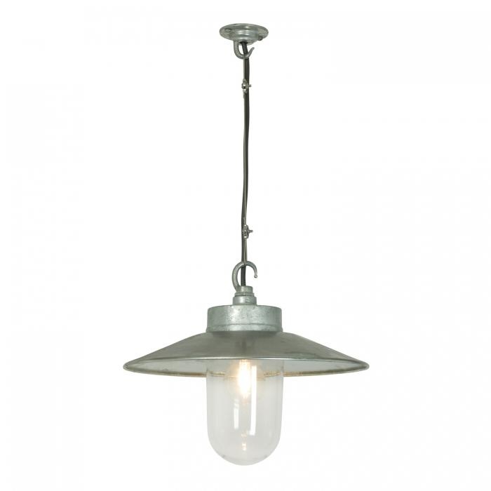 Davey Lighting – Well Glass Pendant – With Visor – Galvanised Silver – Clear Glass 260 X 310 mm