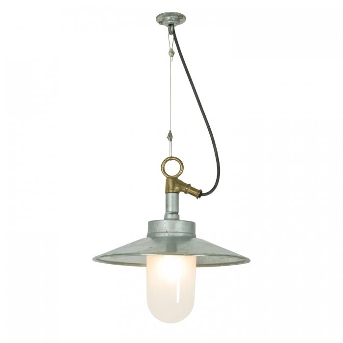Davey Lighting – Ip Rated Well Glass Pendant – With Visor – Galvanised Silver – Frosted Glass 330 X 310 mm