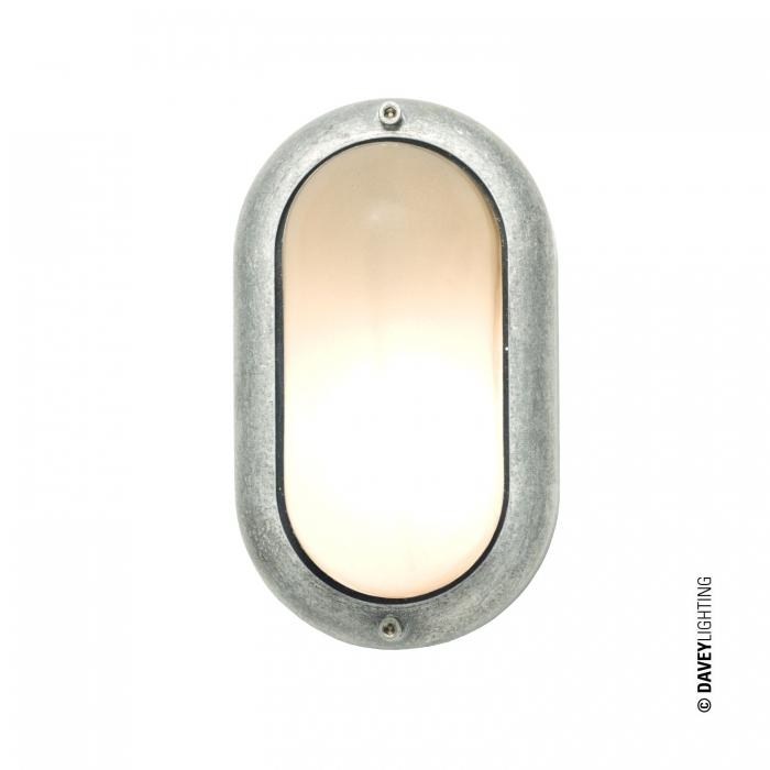 Davey Lighting – Small Exterior Oval Bulkhead Fitting Finish – Aluminium – Frosted Glass – E27 100 X 200 X 120 mm