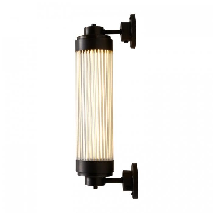 Davey Lighting – Pillar Offset Wall Light Led – Weathered Brass – Clear Glass 160 X 100 X 450 mm