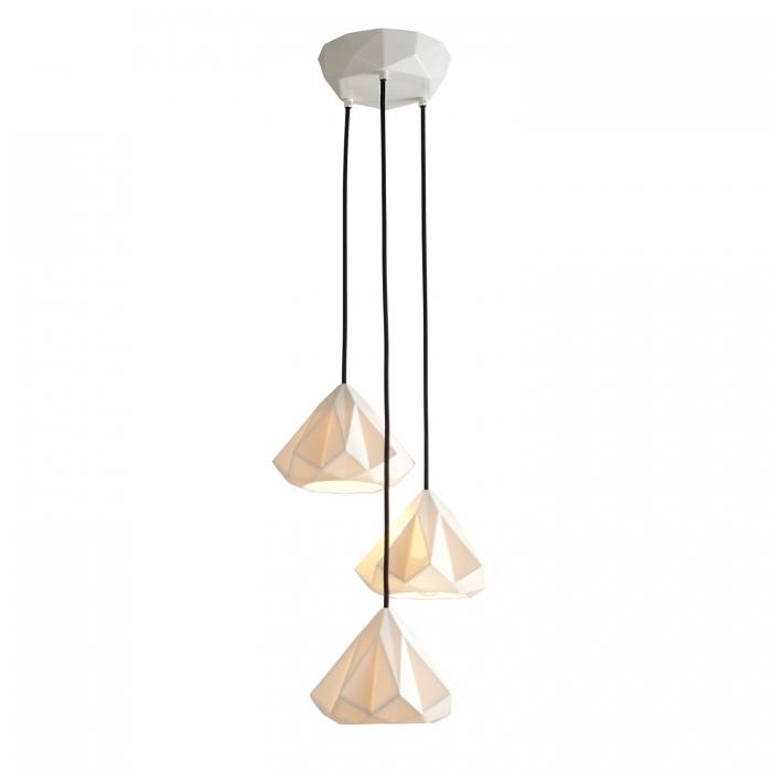Original Btc – Hatton 1 Grouping Of Three – With Black Braided Cable – Natural White 390 X 390 X 150-1500 mm