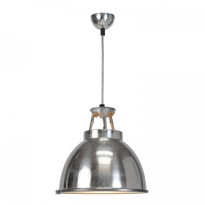 Original Btc – Titan Size 1 Pendant Light – With Etched Glass Diffuser – Natural Aluminium – Etched Glass – Etched Glass 360 X 360 mm