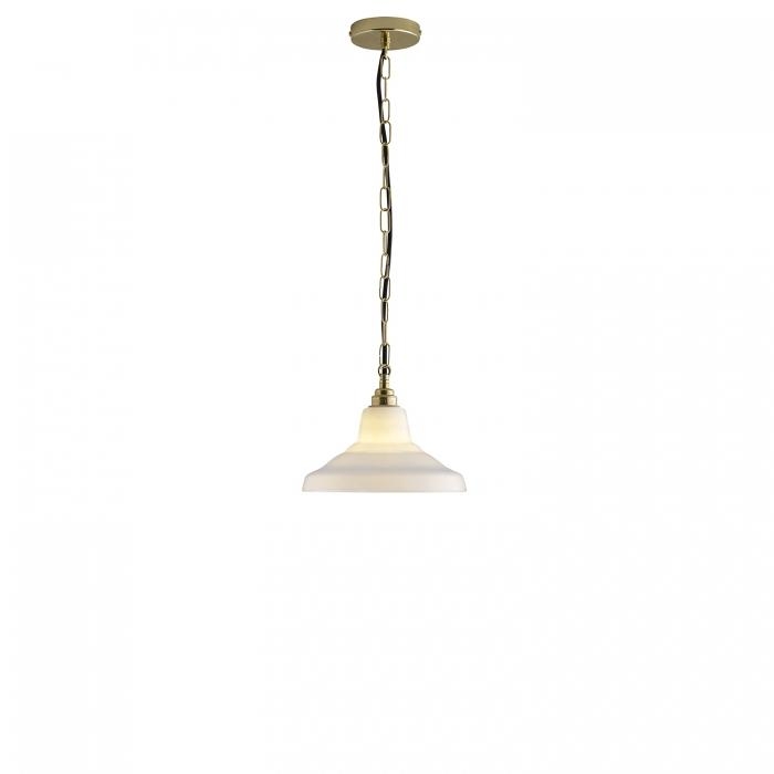 Davey Lighting – Glass School Pendant Light Size 1 – Brass – Opal Glass 195 X 245 mm