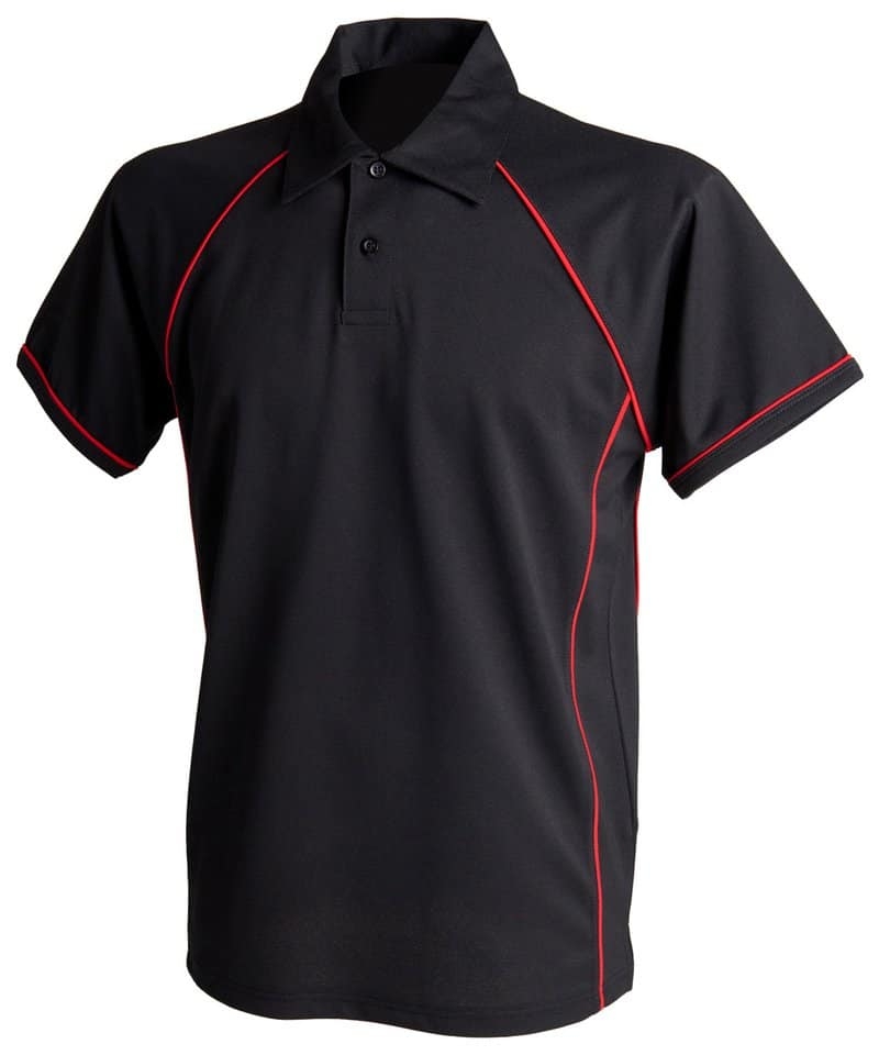 Finden & Hales Men’s Piped Performance Polo Shirt – Black/ Red – 2XL – Uniforms Online