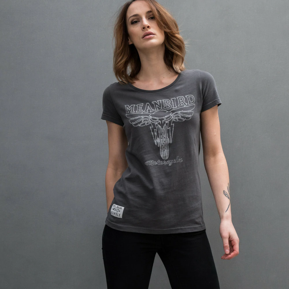 Mean Bird Motorcycles RIP (Ladies) T-Shirt 8 / Graphite – Armadillo Customs