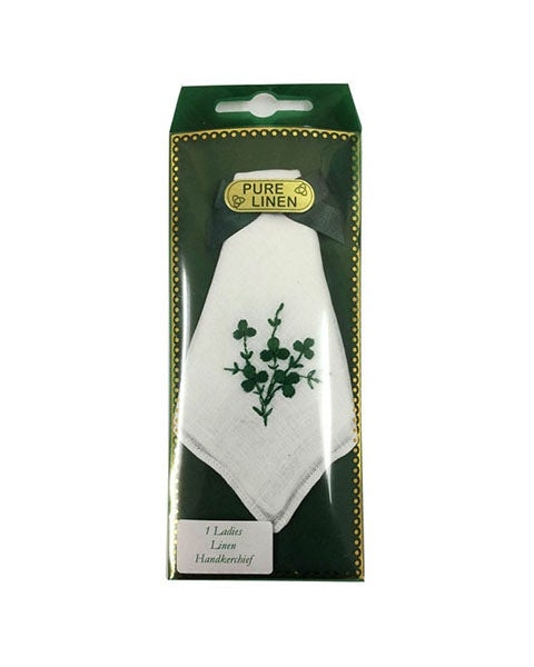 Ladies Linen Handkerchief, Shamrock