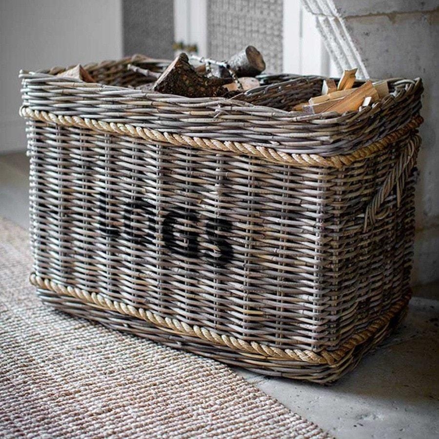 Log Basket with Rope – Rectangle