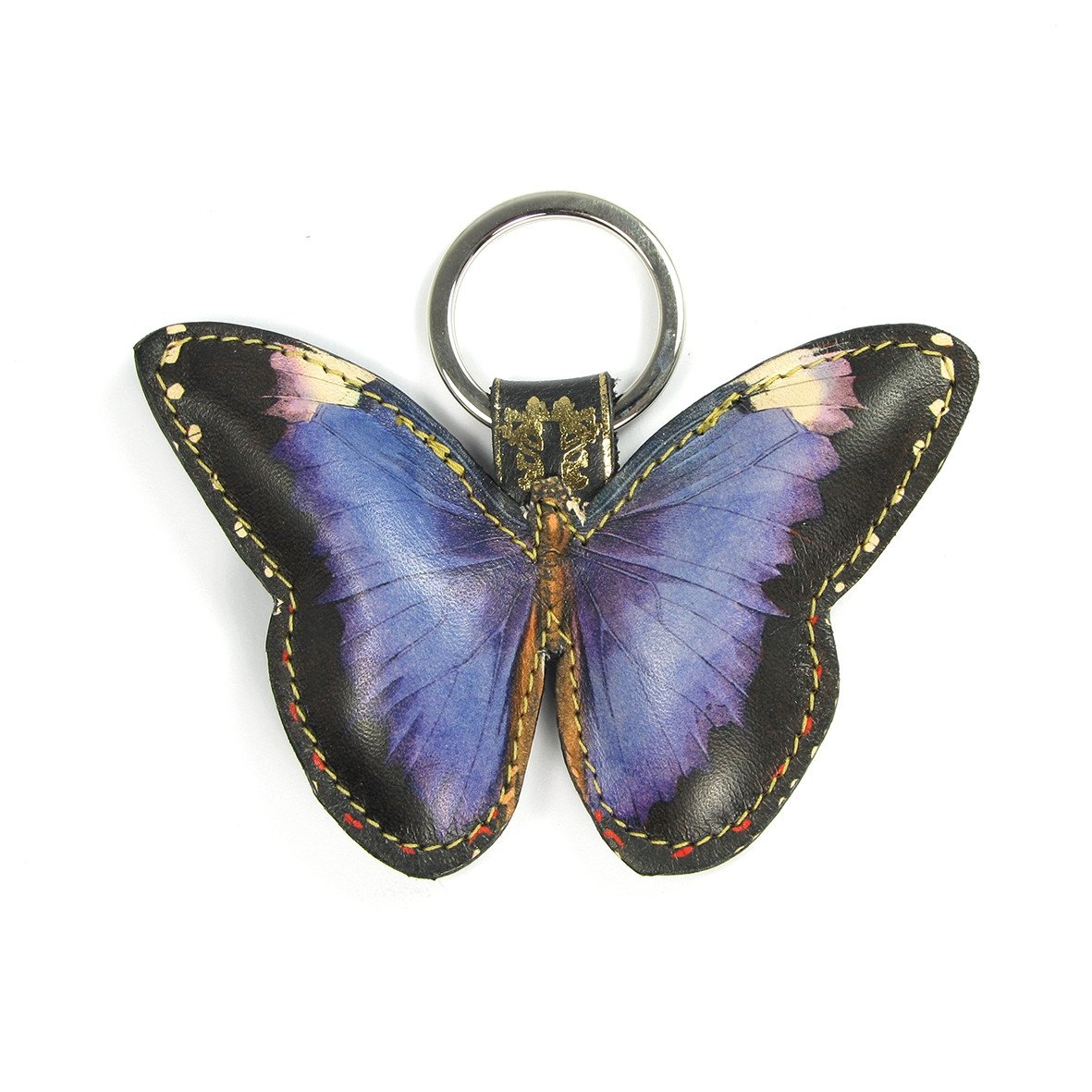Leather Keyring / Bag Charm – Royal Purple Butterfly – Purple