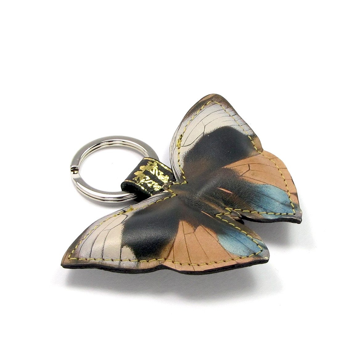 Leather Key Ring – Dusk Butterfly – Brown