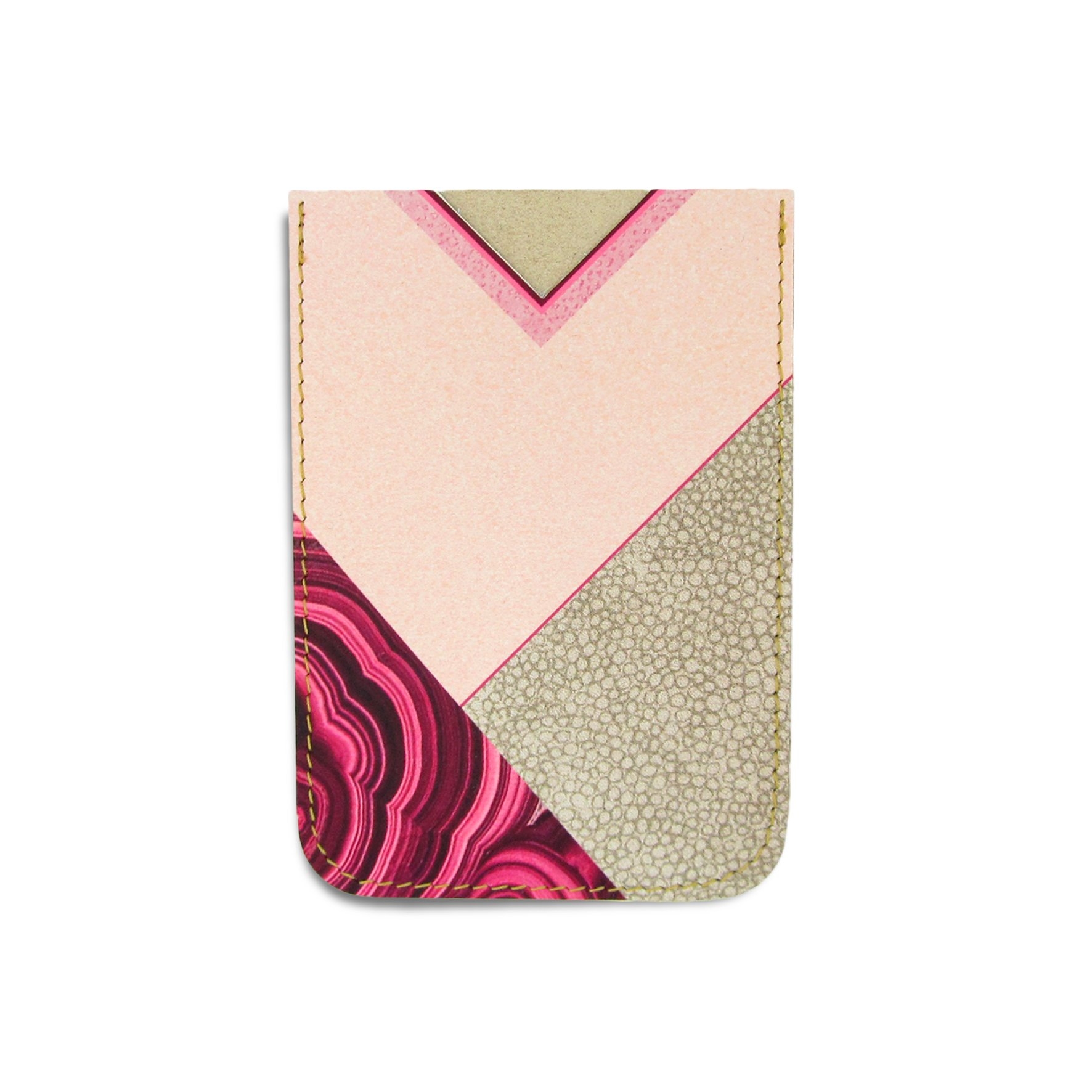 Leather Card Holder / Phone Sticker Wallet Pocket – Geometric Agate – Standard Card Holder / Without personalisation / Pink