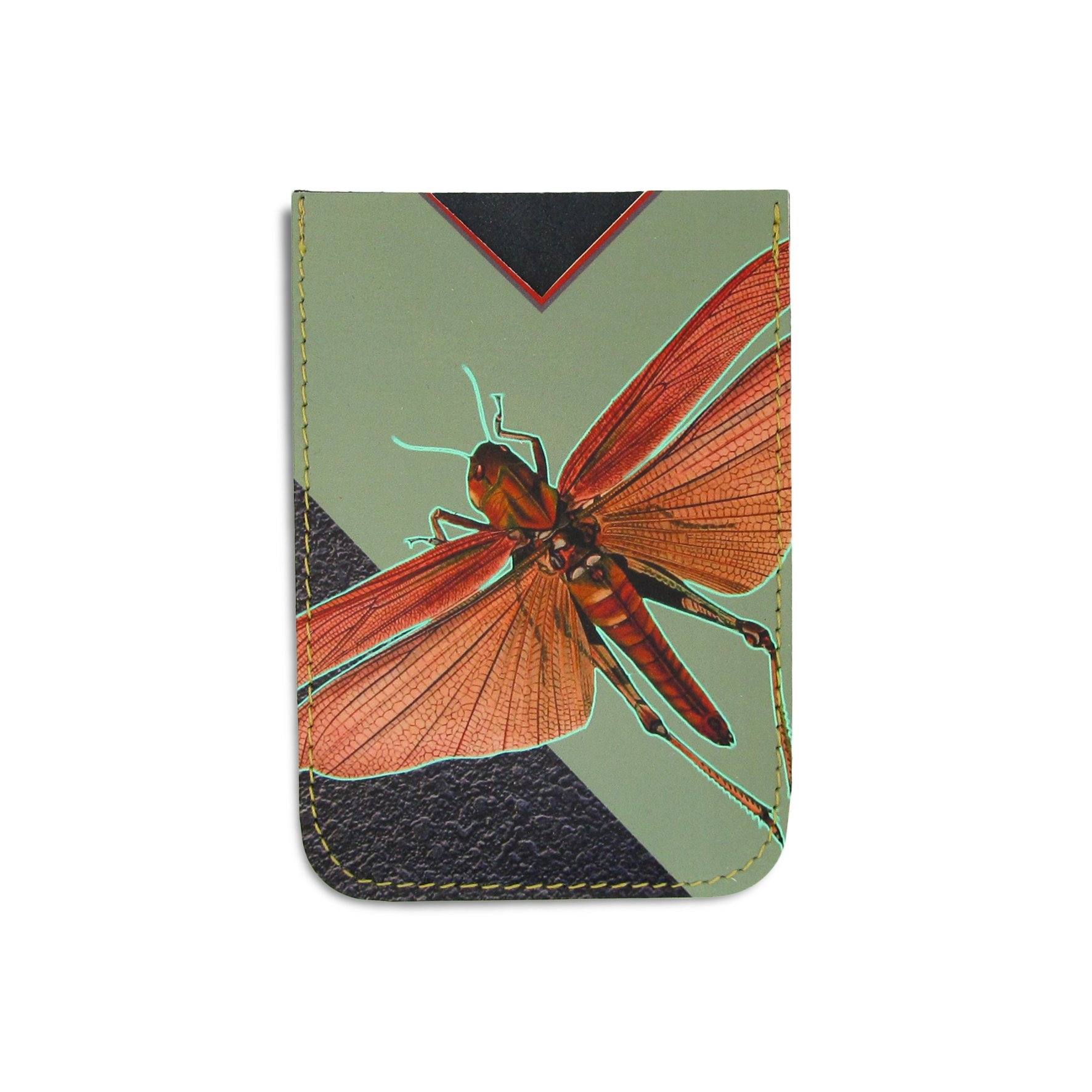 Leather Card Holder / Phone Sticker Wallet Pocket – Locust – Standard Card Holder / Without personalisation / Green