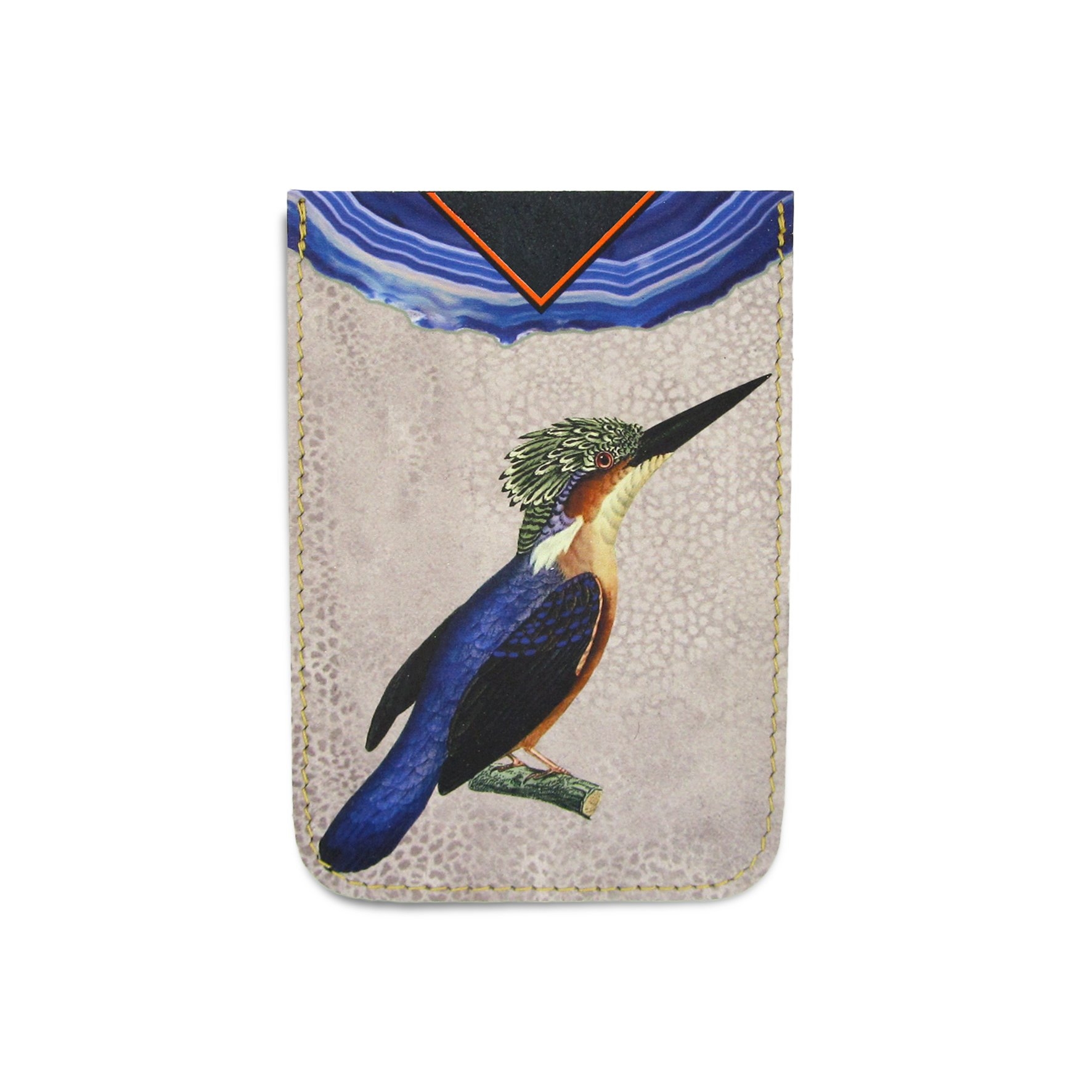 Leather Card Holder / Phone Sticker Wallet Pocket – Kingfisher – Standard Card Holder / Without personalisation / Blue