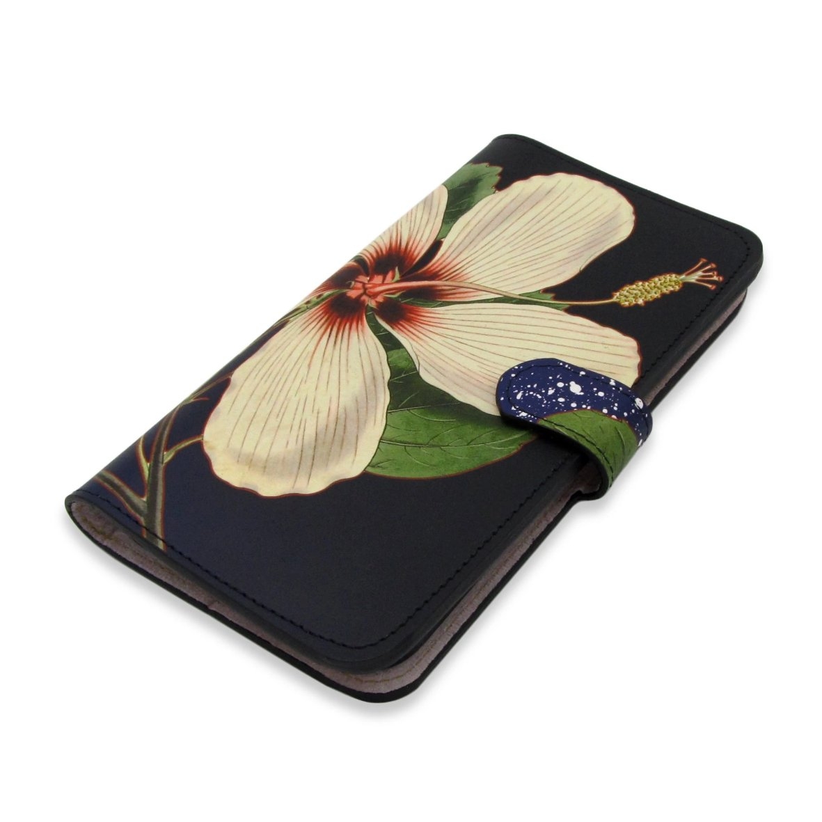 Leather Folio Phone Case – Hibiscus Nights – iPhone 11 Pro Max / No personalisation / Blue