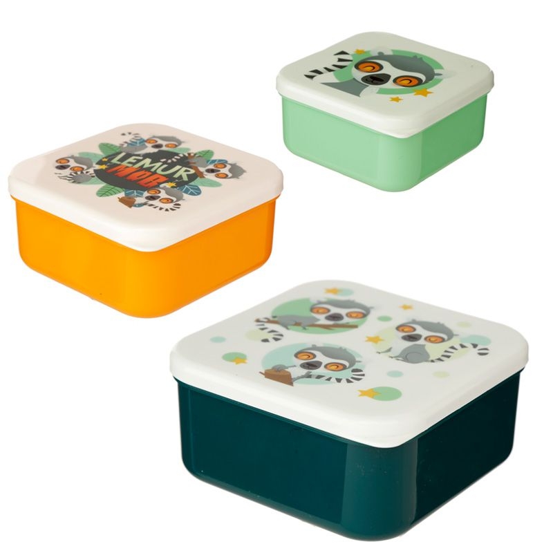 Lemur Mob Set of 3 Reusable BPA Free Plastic Lunch Boxes | Planet Merch