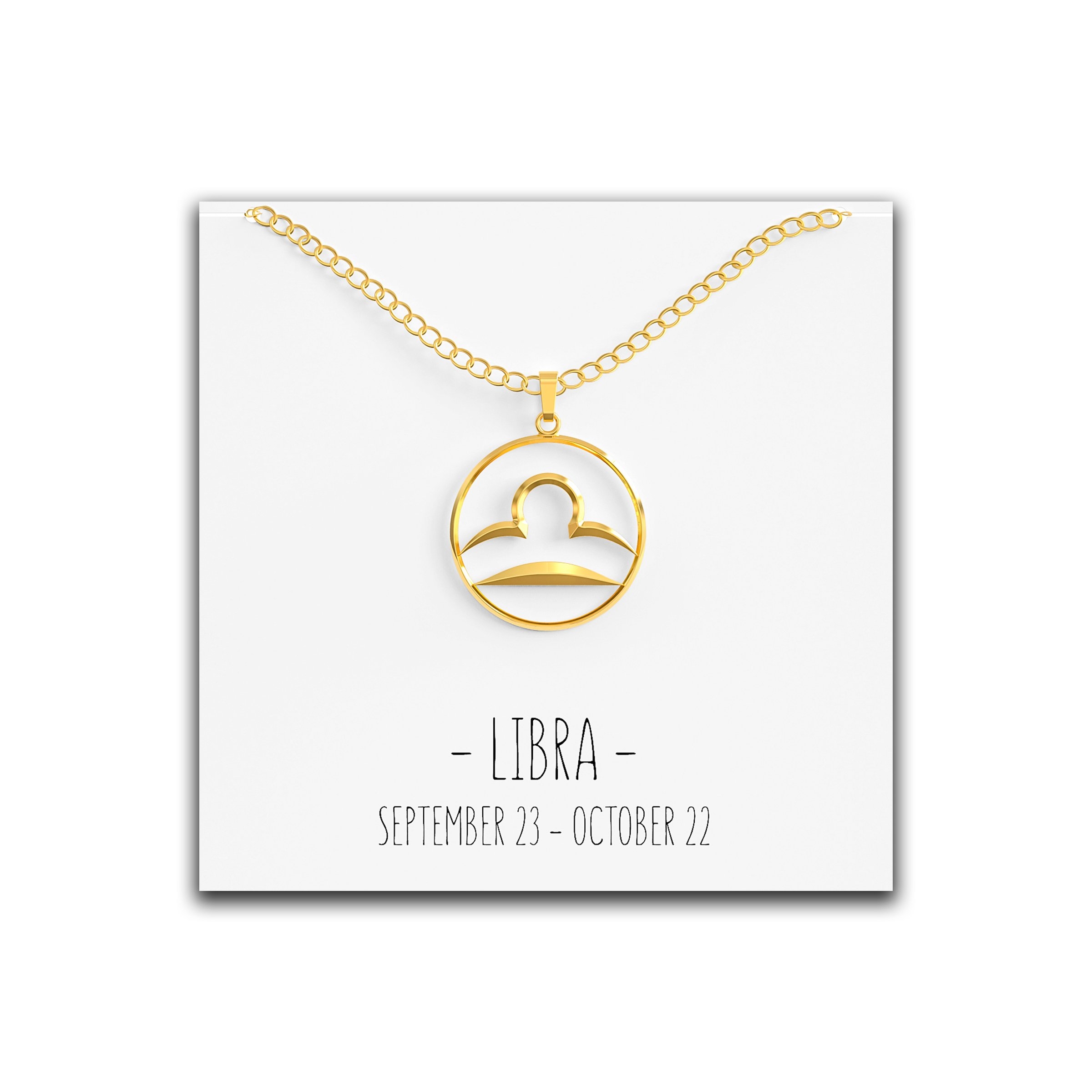Libra Zodiac Necklace – Silver, Rose Gold & Gold Gold – Happy Kisses