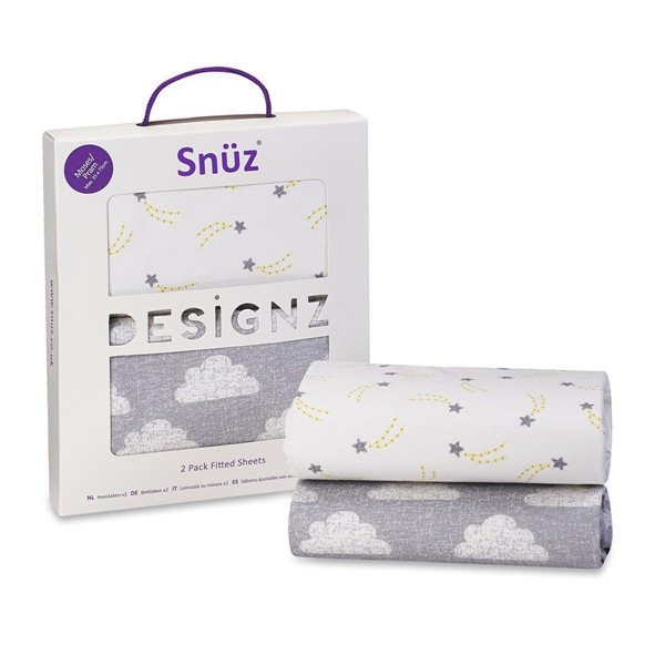 Snuz – Moses/pram Moses Sheet Cloud Nine – Grey / White – Cotton