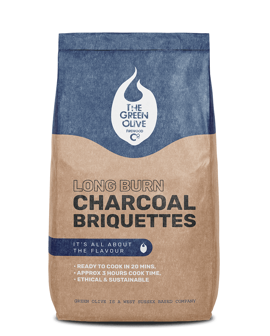 Long Burn Charcoal Briquettes – 8kg – Natural Charcoals – Green Olive Firewood
