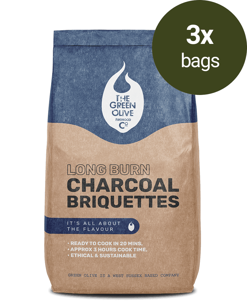 Long Burn Charcoal Briquettes – 24kg – Natural Charcoals – Green Olive Firewood
