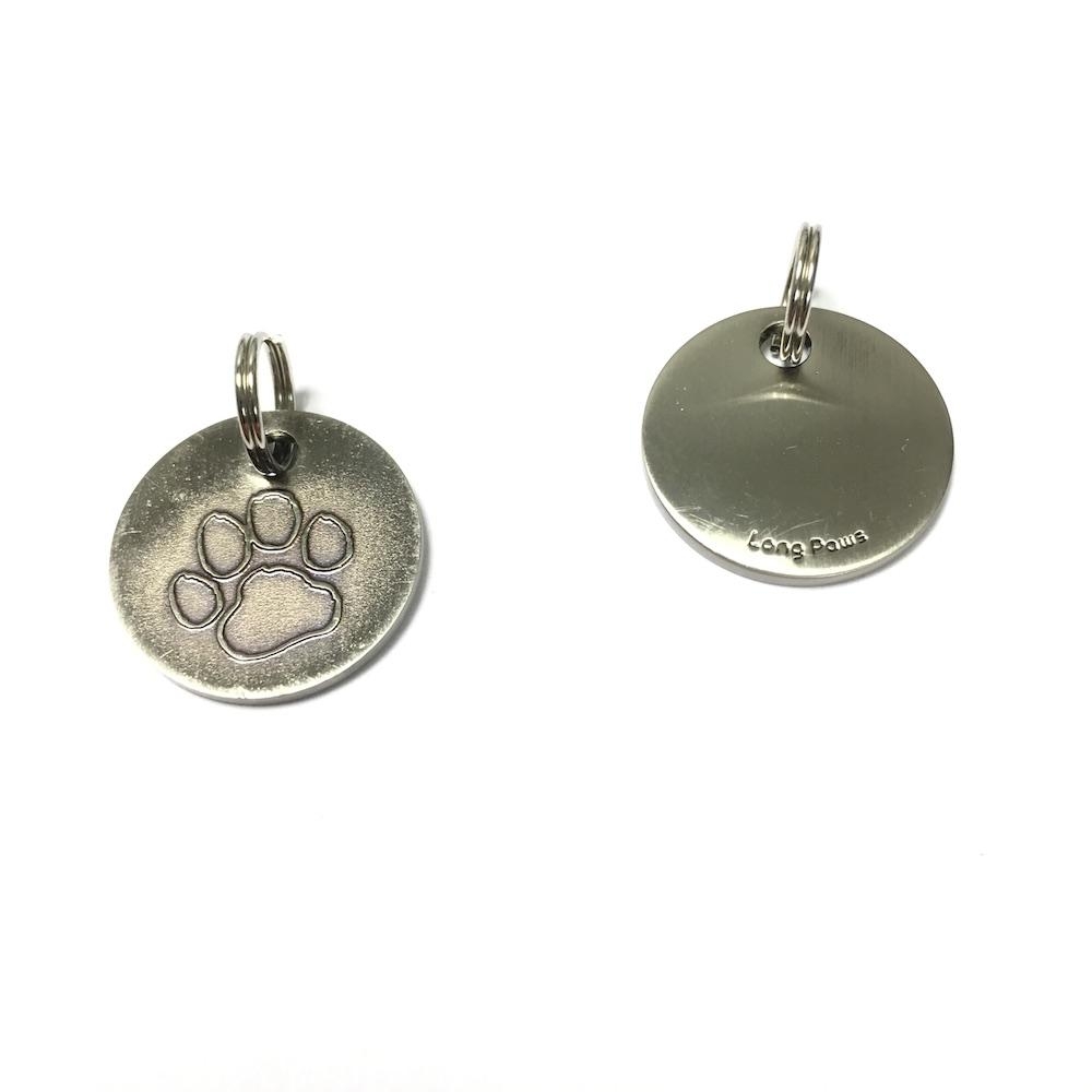 Long Paws Antique Dog tag – Paw Design – Bone Design – Dog Name Tag Paw – Antique Nickel – Unisex