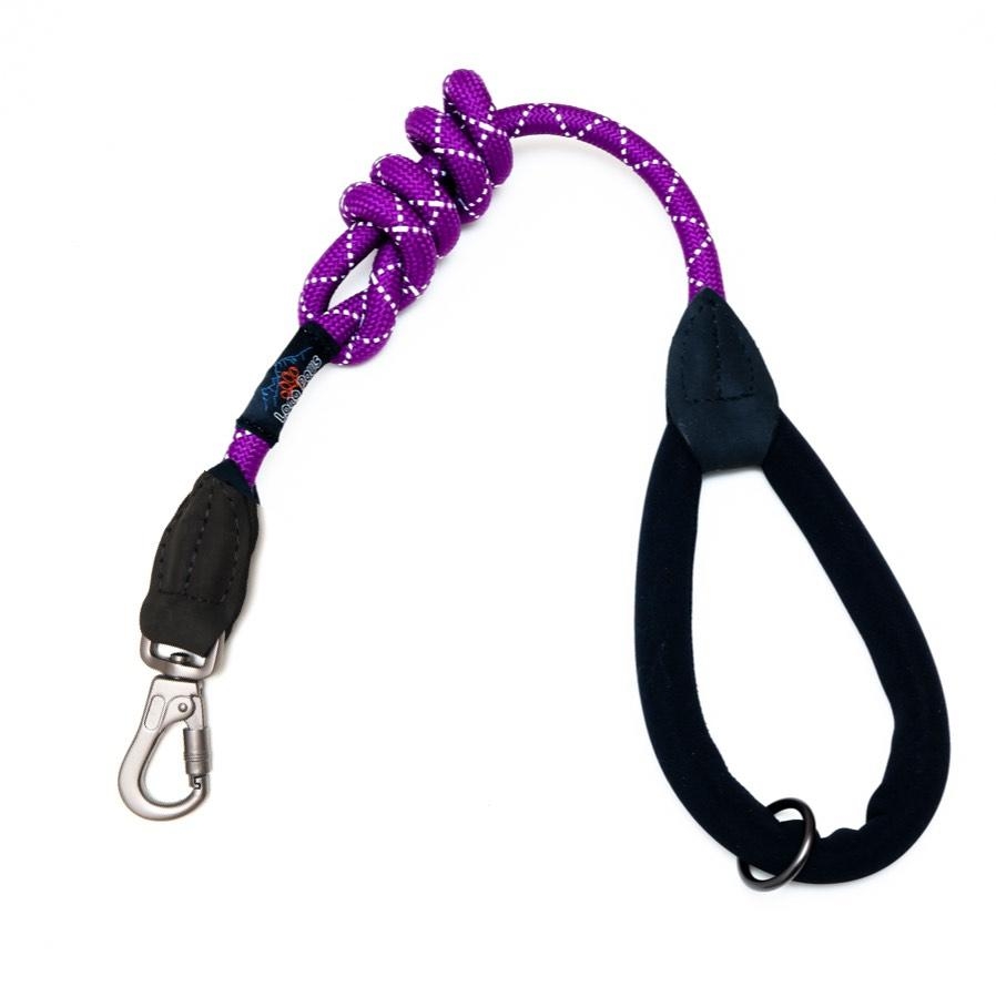 Comfort Padded Rope Leash (Mark 1) – Locking Clip – Dog Lead 75cm – 30in – Purple – Unisex – Long Paws