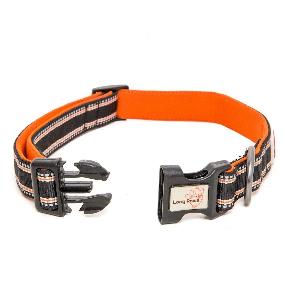 Long Paws Comfort Padded Dog Collar – Reflective Dog Collar UK M – Black – Unisex – Long Paws UK